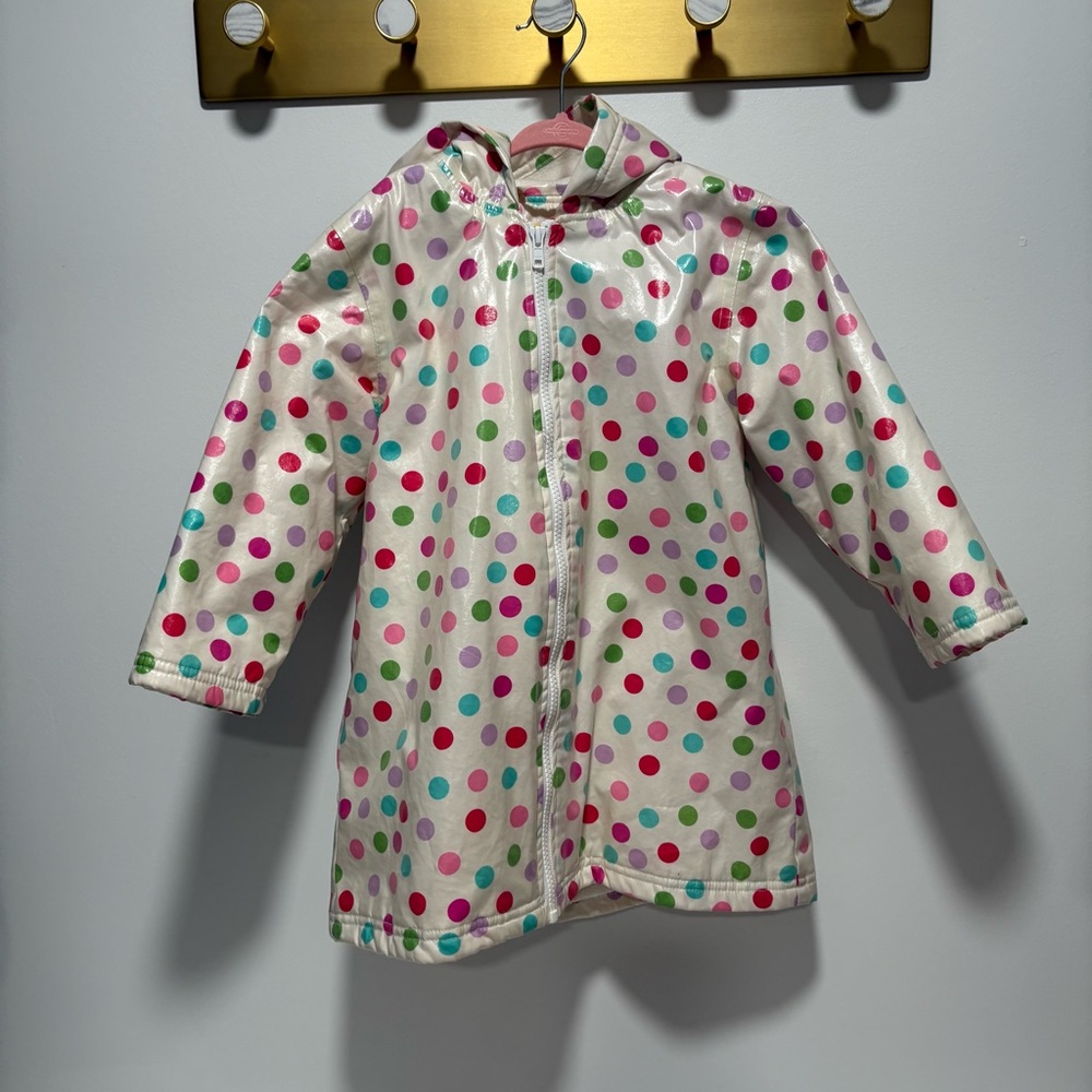Colorful Polka Dot Kids Raincoat with Fleece Lining